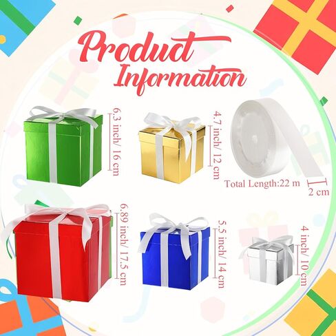 صندوق هدايا عيد الميلاد 5 قطع من Cholemy مع غطاء وشريط، 5 مقاسات مختلطة مربعة متداخلة لبطاقة تذكار الزفاف، صندوق هدايا، صناديق التعشيش، صندوق هدايا، صناديق تغليف هدايا لعيد ميلاد وصيفة العروس (أزرق) in Kuwait