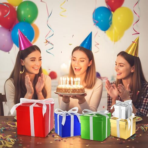 صندوق هدايا عيد الميلاد 5 قطع من Cholemy مع غطاء وشريط، 5 مقاسات مختلطة مربعة متداخلة لبطاقة تذكار الزفاف، صندوق هدايا، صناديق التعشيش، صندوق هدايا، صناديق تغليف هدايا لعيد ميلاد وصيفة العروس (أزرق) in Kuwait