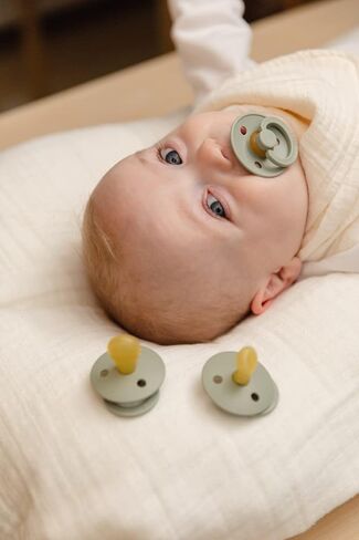 BIBS Pacifiers 0-6 Months | Colour Collection 2-Pack | BPA-Free Anatomical Natural Rubber Nipple | Made in Denmark | Dusty Pink/Coral Color Pacifier in Saudi Arabia