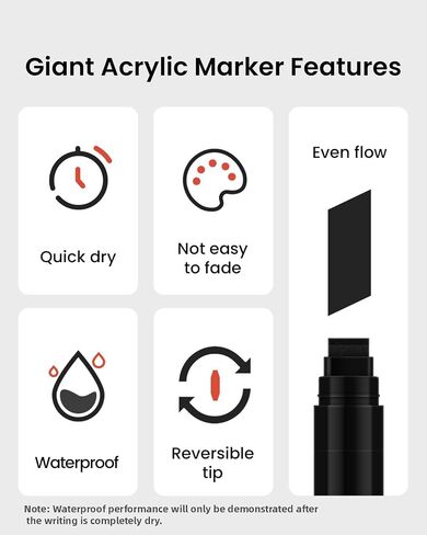 BIGTHUMB 3 Pcs Black Jumbo Permanent Markers: 15mm Wide Tip Thick Acrylic Paint Pen Large Calligraphy Marker for Rock Painting, Poster, Sign, Canvas, Glass, Wood, Ceramic in Kuwait