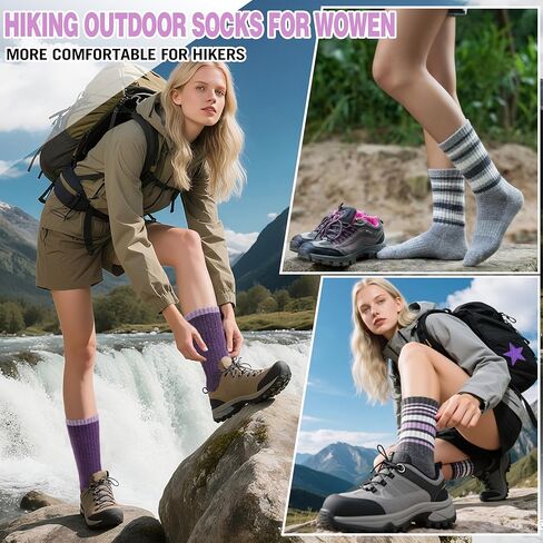 EBMORE 5 Pairs Womens Merino Wool Hiking Socks Thermal Warm Winter Boot Crew Cushion Work Gift Socks in Kuwait