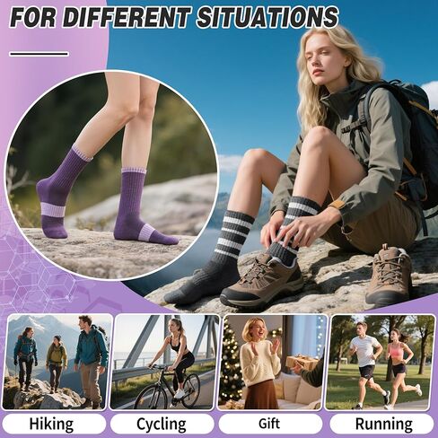 EBMORE 5 Pairs Womens Merino Wool Hiking Socks Thermal Warm Winter Boot Crew Cushion Work Gift Socks in Kuwait