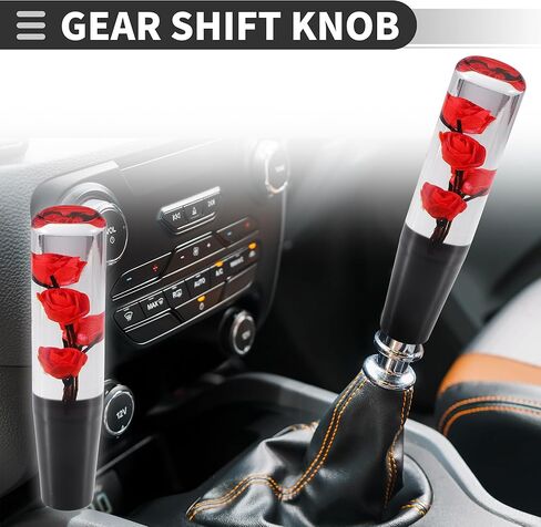 Motoforti Universal Car Gear Shift Knob, Manual Automatic Stick Gear Shifter Knob, Acrylic, Red, 1 Set in Kuwait