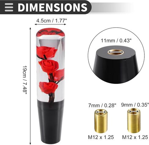 Motoforti Universal Car Gear Shift Knob, Manual Automatic Stick Gear Shifter Knob, Acrylic, Red, 1 Set in Kuwait