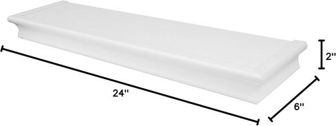 HIGH & MIGHTY 515666 Decorative 36" Floating Shelf Holds up to 25lbs, Easy Tool-Free Dry Wall Installation, Beveled, eCommerce Packaging, White in Saudi Arabia