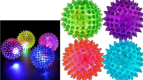 JA-RU Light Up Rubber Spike Balls Fidget Toy (4 Pk) 695-4p | Flashing Lights Bouncing Sensory Ball for Kids. Bulk Fidget Toy, Plus 1 Bouncy Ball. in Saudi Arabia