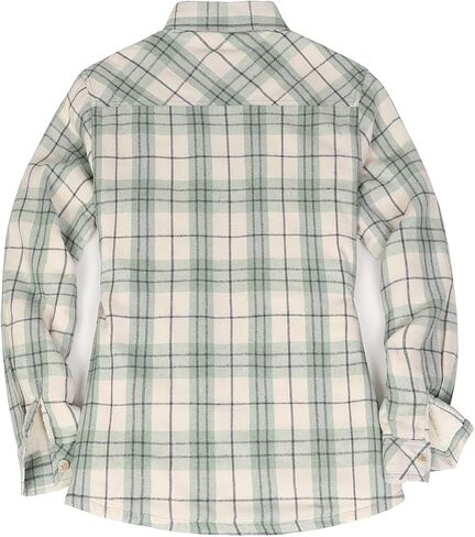 ThCreasa Womens Sherpa Lined Flannel Jacket with Hand Pockets, Plaid Button Down Fuzzy Shirt Jackets in Kuwait