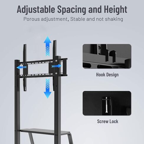 Mobile TV Cart ,JYXOIHUB, Rooling TV Stand with Wheels for 32 to 70 Inch LCD LED OLED Plasma Flat Panel Screens up to 100lbs AVA1500-60-1P (Black) in Saudi Arabia