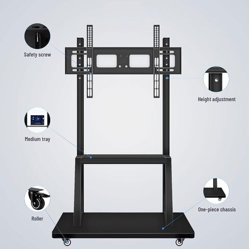Mobile TV Cart ,JYXOIHUB, Rooling TV Stand with Wheels for 32 to 70 Inch LCD LED OLED Plasma Flat Panel Screens up to 100lbs AVA1500-60-1P (Black) in Saudi Arabia