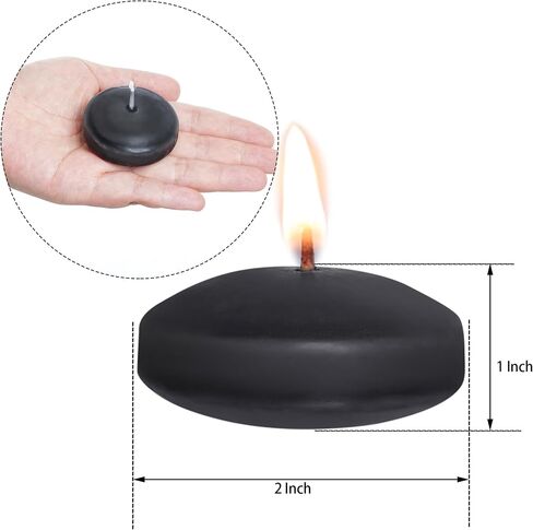 20 Pcs Floating Candles Centerpieces, 1.5 Inch Unscented Floating Candles Small Decoration, Floating Candles Vases for Valentine's Day, Thanksgiving, Wedding (Black) in Kuwait