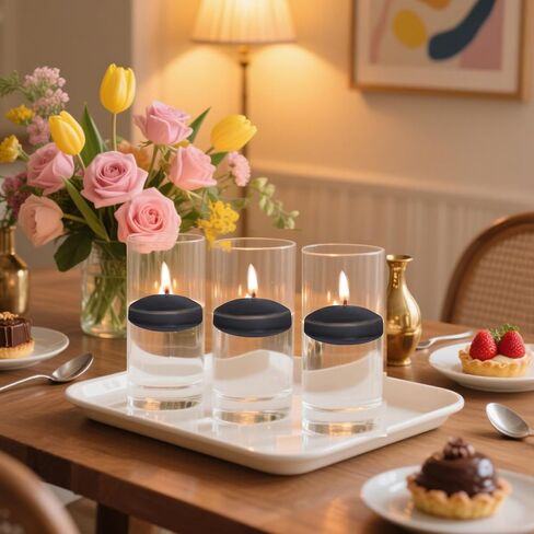 20 Pcs Floating Candles Centerpieces, 1.5 Inch Unscented Floating Candles Small Decoration, Floating Candles Vases for Valentine's Day, Thanksgiving, Wedding (Black) in Kuwait