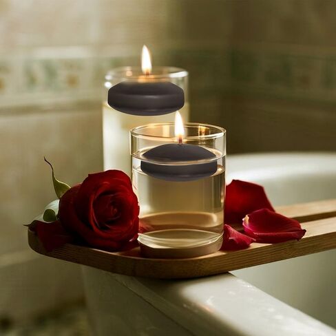 20 Pcs Floating Candles Centerpieces, 1.5 Inch Unscented Floating Candles Small Decoration, Floating Candles Vases for Valentine's Day, Thanksgiving, Wedding (Black) in Kuwait
