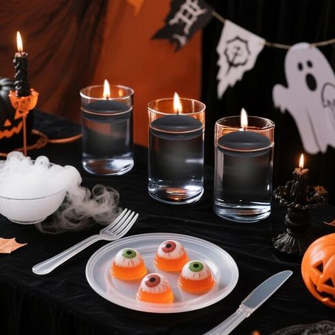 20 Pcs Floating Candles Centerpieces, 1.5 Inch Unscented Floating Candles Small Decoration, Floating Candles Vases for Valentine's Day, Thanksgiving, Wedding (Black) in Kuwait