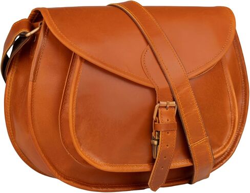 Satchel And Fable Handmade Women Vintage Style Genuine Brown Leather Cross Body Shoulder Bag Handmade Purse in Kuwait