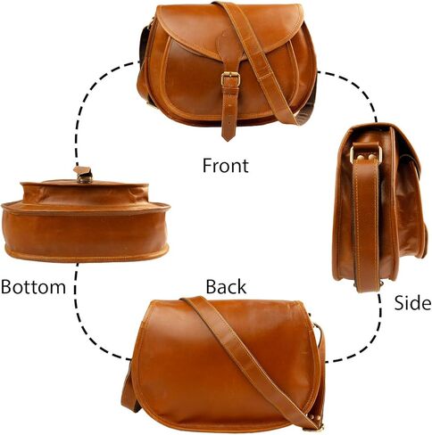 Satchel And Fable Handmade Women Vintage Style Genuine Brown Leather Cross Body Shoulder Bag Handmade Purse in Kuwait