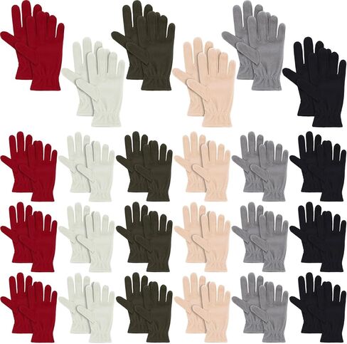 JaGely 24 Pairs Fleece Glove Soft Warm Winter Gloves Cold Weather Gloves for Men Women Full Fingers Mittens for Hiking Driving Outdoors Activity, 4 Colors in Kuwait