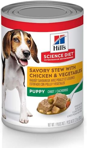 Hill's Science Diet Puppy Wet Dog Food, Savory Stew with Chicken & Rice, 12.5 oz. Cans, 12-Pack in Kuwait
