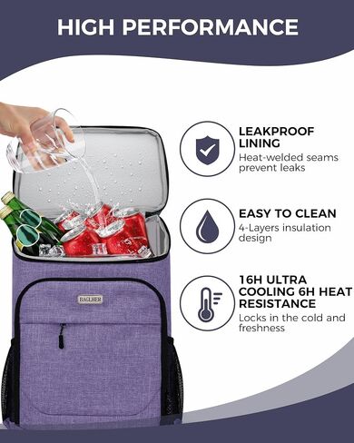 BAGLHER Lightweight Insulated Cooler Backpack - 30 Cans, Leak-Proof for Lunch, Picnic, Hiking, Camping Trips in Kuwait