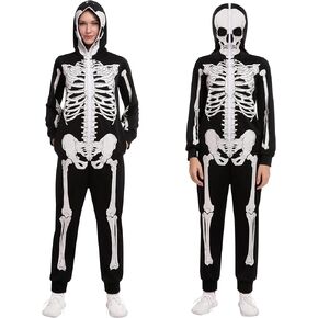Spooktacular Creations Adult Women Skeleton Glow in the Dark jumpsuit Pajama Jumpsuit for Halloween Costume, Trick or Treat, Themed Party-XS in Kuwait
