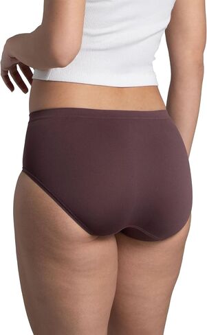 Fruit of The Loom Women's No Show Seamless Underwear, Amazing Stretch & No Panty Lines, Available in Plus Size, Nylon-Low Rise Brief-6 Pack-Colors May Vary, 8 in Kuwait