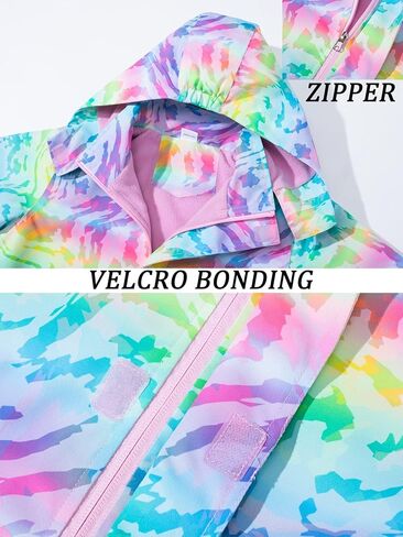 Girls Hooded Rain Jacket Waterproof Raincoat Fleece Lined Coat for Kids in Kuwait