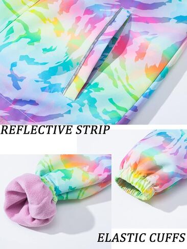 Girls Hooded Rain Jacket Waterproof Raincoat Fleece Lined Coat for Kids in Kuwait