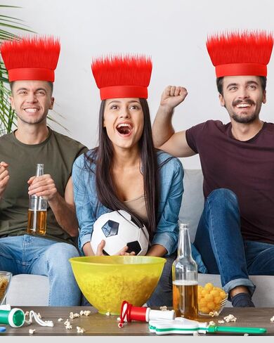 6 قطع من عصابة الرأس المشعرة وعصابة الرأس وإكسسوارات الشعر المستعار المجنون وديكورات الرأس للأطفال البالغين والنساء والرجال زي الحفلات (أحمر أبيض أزرق) in Kuwait