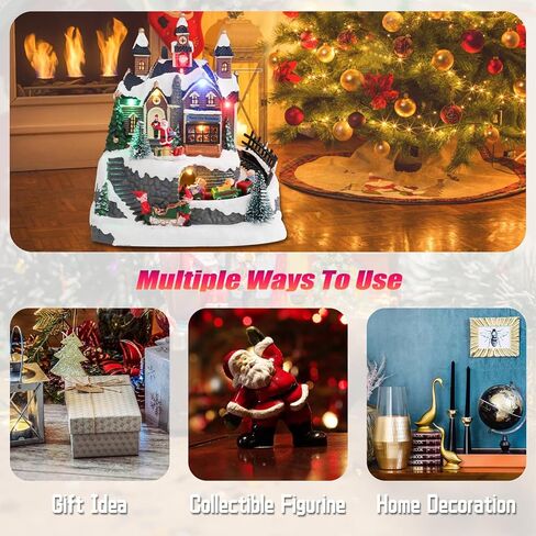 Christmas Village Houses, Popcorn Shop with LED Lighted and 8 Christmas Music, Christmas Animation Village Indoor Holiday Tabletop Decorations for Home Tabletop Gift in Saudi Arabia