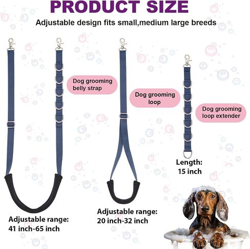 Dog Grooming Belly Strap - 3PCS Grooming Restraint Set Adjustable Belly Band Loops Strap with Padded Support & Loop Extension Straps Pet Grooming Harness Kit for Dogs (Voilet) in Saudi Arabia