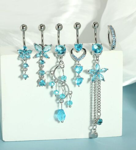 TIANCI FBYJS 14G Women Belly Button Rings Surgical Stainless Steel Belly Rings For Gril 10mm Belly Bar Body Piercing Navel Jewelry 11pcs in Saudi Arabia