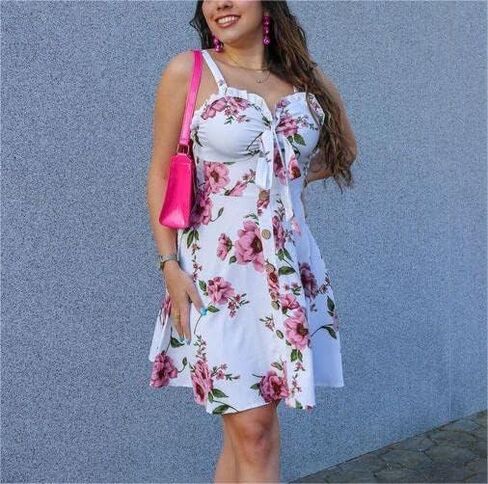 DRESSFO Women's 2023 Summer Dresses Sleeveless Casual Swing Dress Bohemian Floral Print Sunflower Print Cami Dress in Kuwait