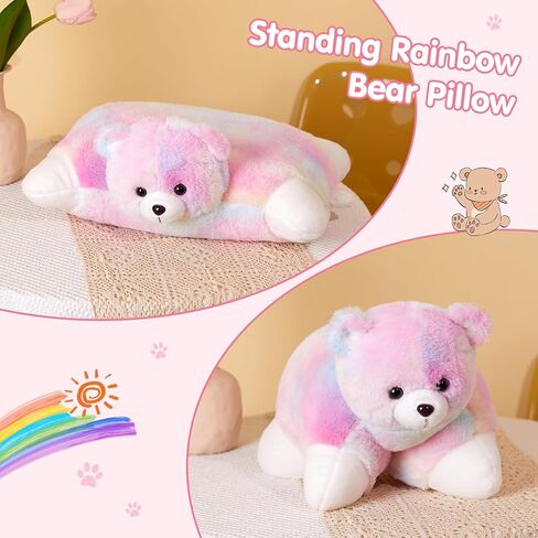 Glow Guards 16" Rainbow Cat Stuffed Animal Cute Kitty Plush Toy Pillow Soft Lovely Colorful Toy Bedtime Sofa Decors Christmas Birthday Children's Day Gifts for Toddler Kids in Saudi Arabia