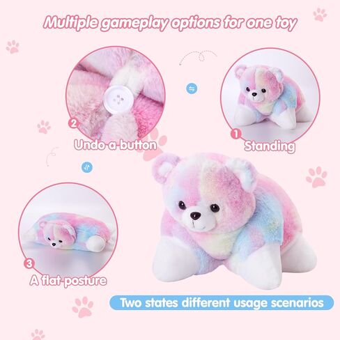 Glow Guards 16" Rainbow Cat Stuffed Animal Cute Kitty Plush Toy Pillow Soft Lovely Colorful Toy Bedtime Sofa Decors Christmas Birthday Children's Day Gifts for Toddler Kids in Saudi Arabia