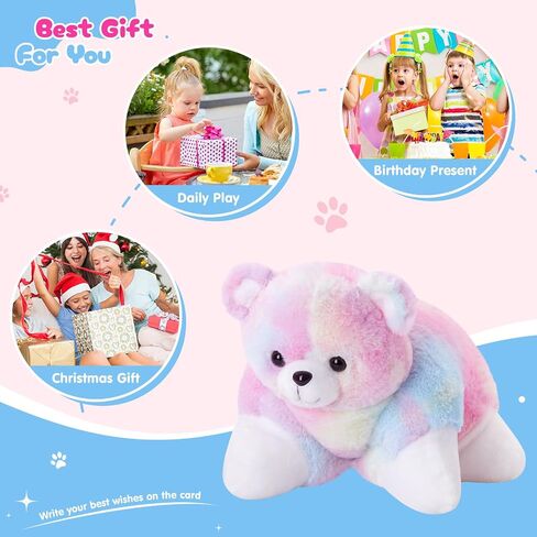 Glow Guards 16" Rainbow Cat Stuffed Animal Cute Kitty Plush Toy Pillow Soft Lovely Colorful Toy Bedtime Sofa Decors Christmas Birthday Children's Day Gifts for Toddler Kids in Saudi Arabia