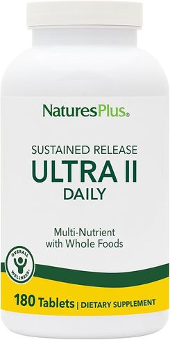 NaturesPlus Ultra II Multivitamin, Sustained Release - 180 Vegetarian Tablets - Daily Whole Food Vitamin & Mineral Supplement for Overall Health - Natural Energy Booster - 180 Servings in Kuwait