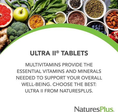 NaturesPlus Ultra II Multivitamin, Sustained Release - 180 Vegetarian Tablets - Daily Whole Food Vitamin & Mineral Supplement for Overall Health - Natural Energy Booster - 180 Servings in Kuwait