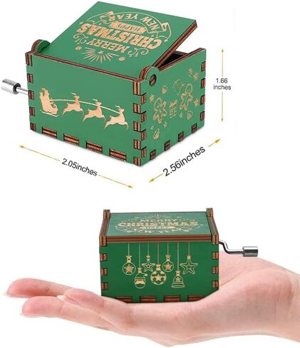 Ozzwolle عيد ميلاد سعيد صندوق الموسيقى، فريدة من نوعها لطيف التماثيل عيد الميلاد صندوق لحن اليد كرنك، العتيقة صناديق موسيقية خشبية منقوشة، حالة الموسيقى الخشبية سانتا كلوز هدايا السنة الجديدة لابنة، ابن، عشاق، الأصدقاء in Kuwait