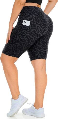 MOREFEEL Plus Size 8" Biker Shorts with Pockets for Women – High Waisted Tummy Control Black Yoga Shorts (XL-4XL) in Kuwait