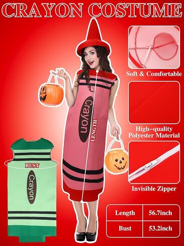 اكسينمي مجموعة من 4 قطع من زي تلوين للاطفال والكبار، فستان تنكري للهالوين، زي تلوين مضحك لحفلات الهالوين، مقاس واحد in Kuwait