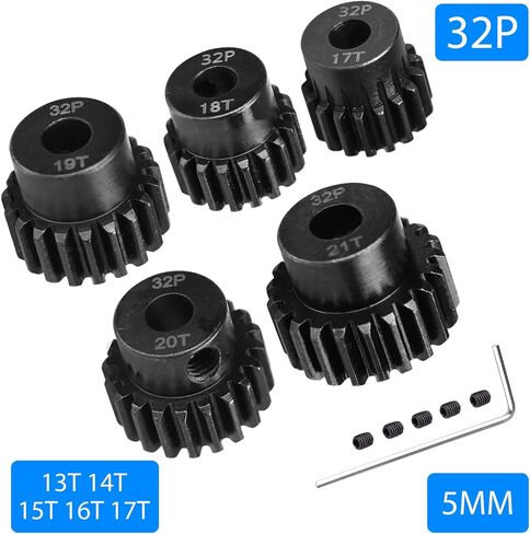 AIMROCK 5-Pack 32P RC Motor Pinion Gears Set: 13T 14T 15T 16T 17T ترقية أجزاء لسيارة RC 5 مللي متر رمح المحرك in Kuwait
