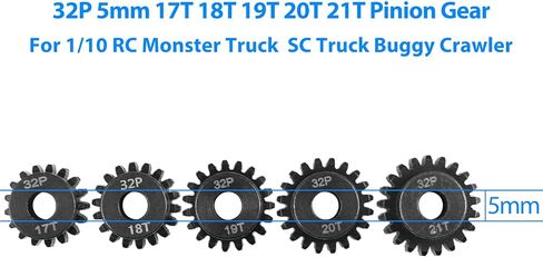AIMROCK 5-Pack 32P RC Motor Pinion Gears Set: 13T 14T 15T 16T 17T ترقية أجزاء لسيارة RC 5 مللي متر رمح المحرك in Kuwait