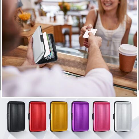 Sanwuta 12 Pcs Aluminum Wallet Credit Cards Holder Multi Slim RFID Blocking ID Credit Card Case Protector Metal Card Holder for Men Women (Black) in Kuwait