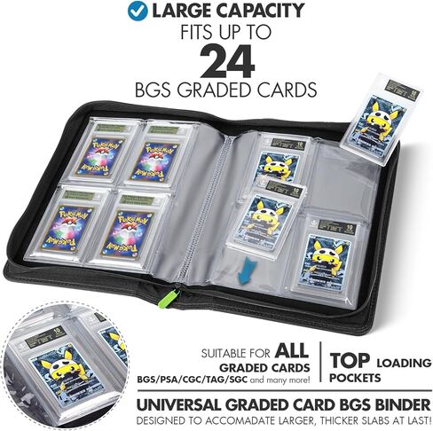 Graded Card Binder, 60 PSA Slab Holder, 6 Pocket Graded Card Storage, Slab Binder, PSA Card Graded Display Case Album, Zipper Binder, Card Collection Binder, Yugioh Cards Binder, MTG Card Binder in Kuwait