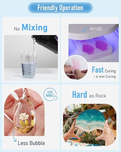 Nicpro UV Resin 200g, 2 PCS Upgrade Crystal Clear Ultraviolet Epoxy Resin Glue Kit, Low Odor & Quick Curing Sunlight Hard UV Resin for Jewelry Making, Handmade DIY Craft, Coating and Casting in Kuwait