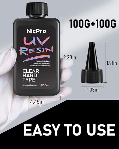 Nicpro UV Resin 200g, 2 PCS Upgrade Crystal Clear Ultraviolet Epoxy Resin Glue Kit, Low Odor & Quick Curing Sunlight Hard UV Resin for Jewelry Making, Handmade DIY Craft, Coating and Casting in Kuwait