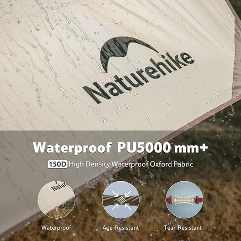 Naturehike Cloud Skies Camping Tent Tarp with Poles, Waterproof PU 18000mm+ Rain Shelter, Anti-UV UPF2000+ Camping Sun Shelter Camping Canopy, Camping Tent Canopy for Outdoor Party, Picnic in Kuwait