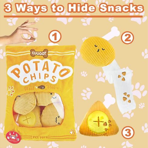 Treat Dispensing Dog Toys, Crinkle Squeaky Interactive Dog Toys, Enrichment Treat Puzzle Pet Toys for Medium, and Large Dogs (Cookie) in Saudi Arabia