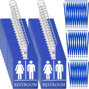 Tinlade 8 Pieces Bathroom Pass Restroom Pass Bathroom Classroom Pass Bathroom Tag with Key Holder Large Keychain Sign with 8 Pieces of Keychain Lanyard for Women and Men, Blue in Kuwait