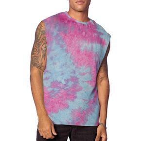 Verdusa Men's Tie Dye Round Neck Tank Top Casual Sleeveless Muscle Shirt in Saudi Arabia