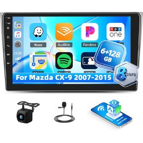 [2+32G] ستيريو سيارة Android 13 لسيارة Mazda CX-9 2007-2015 مع Apple Carplay&Android Auto، راديو سيارة 10.1 بوصة مع وصلة مرآة بلوتوث FM/RDS راديو WiFi GPS SWC مزدوج USB+AHD كاميرا احتياطية in Kuwait